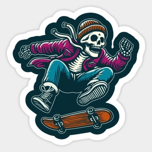 Skater Skeleton Sticker